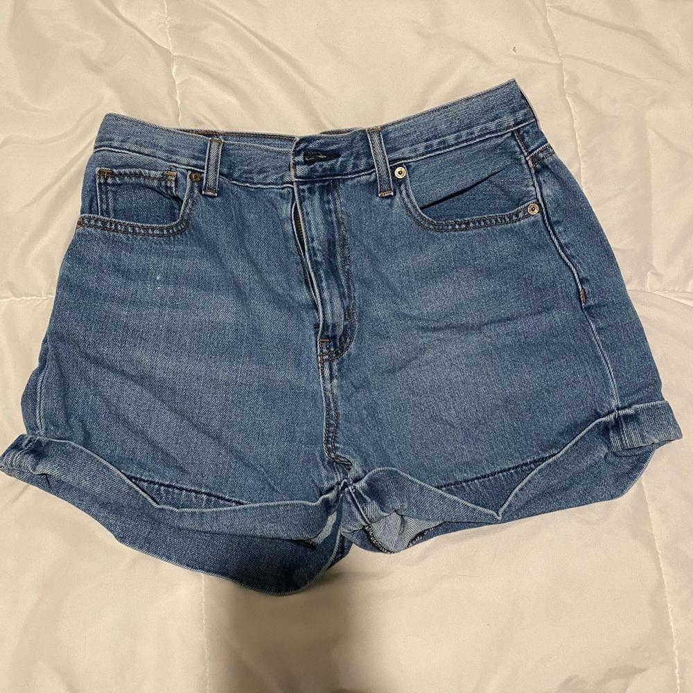 American Eagle Outfitters Blue Jean Shorts High-Waisted Distressed